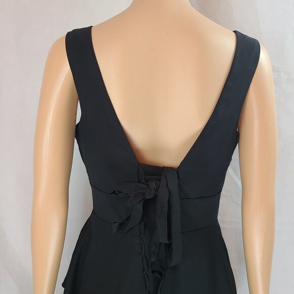New Special Occasion (8) Black Chiffon Sleeveless Pleated Knee Length Dress - Picture 6 of 9